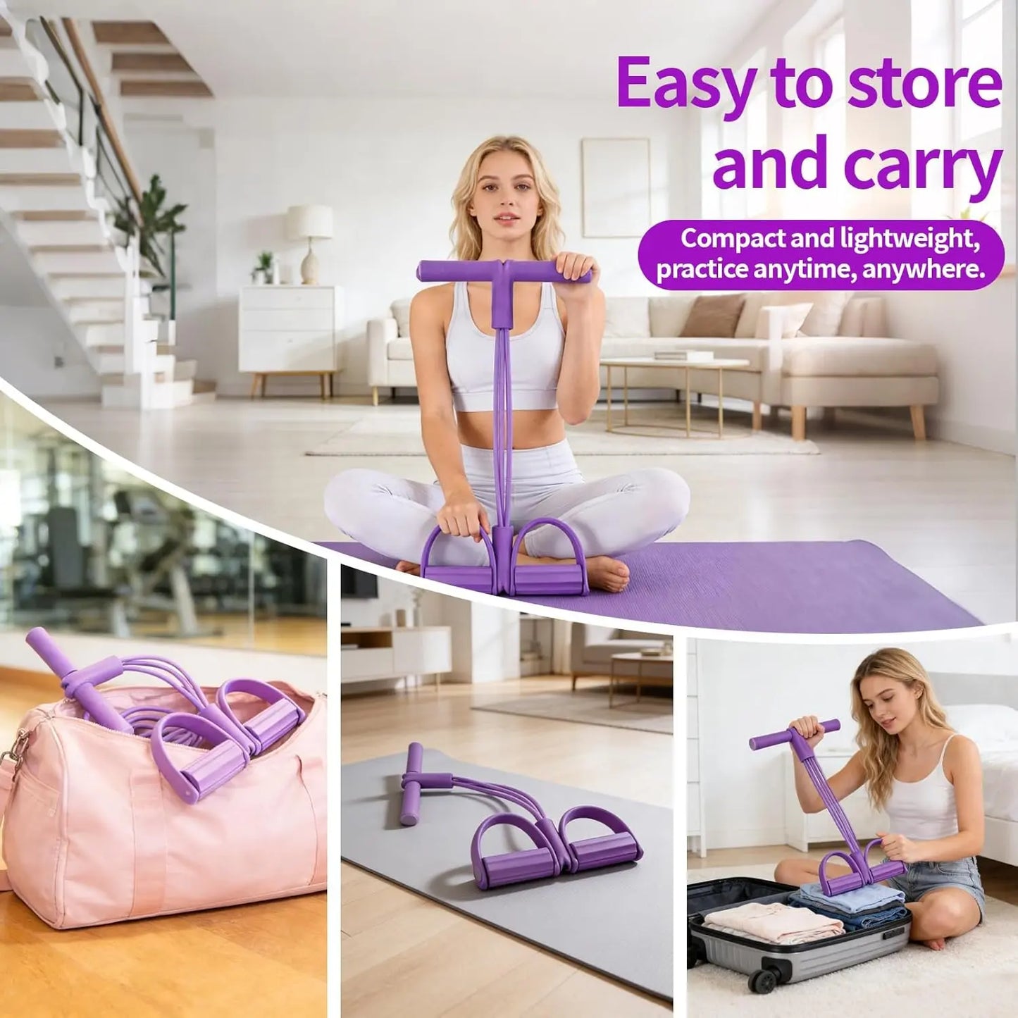 Fitness Resistance Bands Foot Ankle Puller Trainer, , Home Exercise Equipment for Strength & Body Shaping (No Yoga Mat Included)